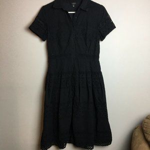 Talbots Size 2 Black Lace Collared Midi Dress